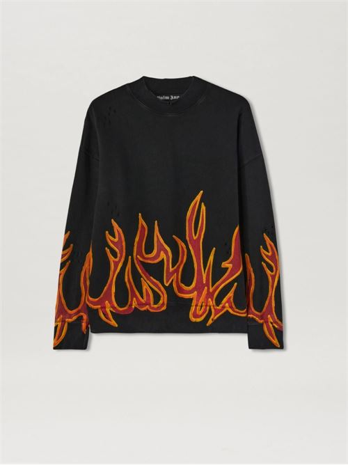 Graffiti Flame Sweatshirt PALM ANGELS | PMBA065F22FLE0051025